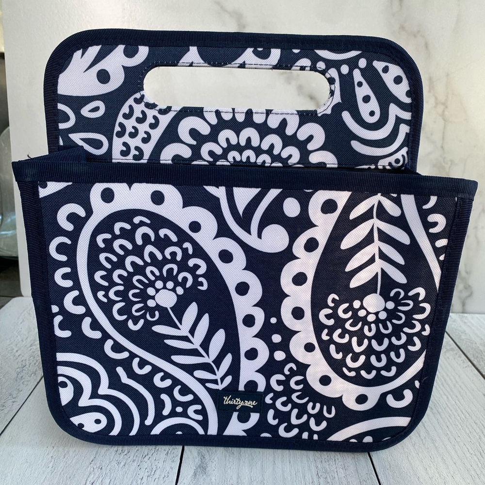 Thirty-One Navy and White Floral Tote